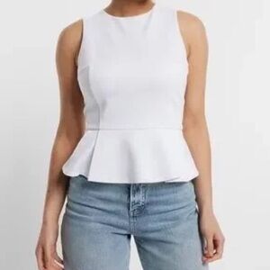 J. Crew Ponte Peplum Top in White